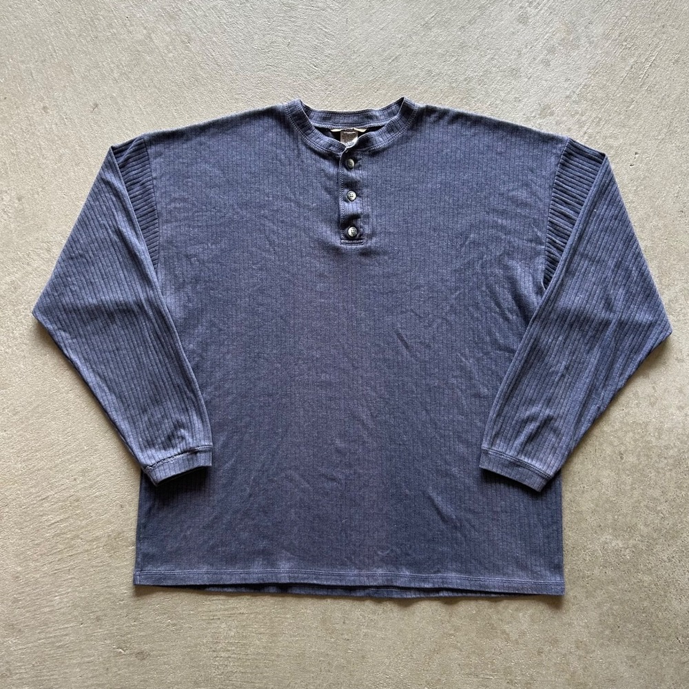 Vintage 90s Northwest Blue Henley Long Sleeve Shirt Size XL Blue Ribbed Knit